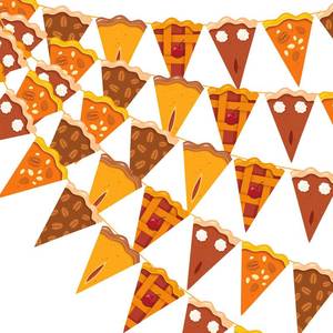 lot 20242 image: Gersoniel 5 Pieces Fall Thanksgiving Party Decorations Pumpkin Pie Pennant Banner Bunting Paper Triangle Flag Garlands for Cutie Pie Baby Shower Decor Home Mantel Friendsgiving Harvest Party Supplies