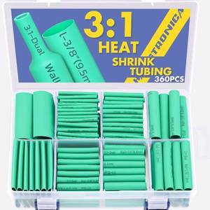 lot 20249 image: haisstronica 360PCS Heat Shrink Tubing,31 Ratio Adhesive Lined Marine Heat Shrink Tube Kit 8 Sizes(332-58) Green