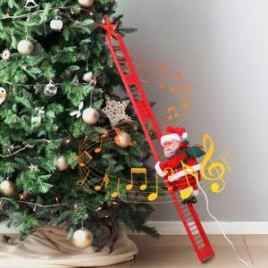 lot 20258 image: Enhon Electric Climbing Santa Claus on Ladder Decoration, 26 Inch Animated Musical Santa Claus up and Down to Christmas Tree with Bag Moving Indoor Ornament for Home Gift Party Decor