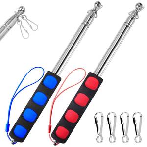lot 20263 image: BONWIN 1.6M Telescopic Handheld Flagpoles with Clips, 5 Feet Thick Portable Stainless Steel Telescopic Banner Flag Pole - Tour Guide Flag Pole - Teaching Pointer Stick - 2 Pack (5 Ft, RedBlue)
