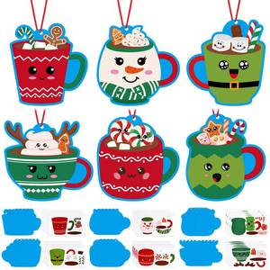 lot 20269 image: Wenqik 30 Sets Christmas Craft Kit for Hot Cocoa Christmas Ornaments DIY Christmas Tree Decorations Hot Cocoa House Crafts Kit Xmas Gift for Activities Holiday Party Supplies