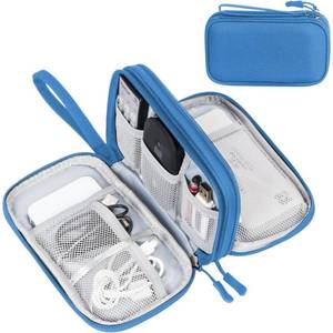 lot 20279 image: FYY Electronic Organizer, Travel Cable Organizer Bag Pouch Electronic Accessories Carry Case Portable Waterproof Double Layers Storage Bag for Cable, Cord, Charger, Phone, Earphone, Medium Size, Cyan