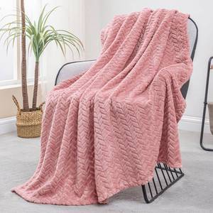 lot 20283 image: Exclusivo Mezcla Fleece Throw Blanket for Couch, 50x70 Inches Soft Cozy Jacquard Flannel Blankets, Lightweight Fuzzy Plush Warm Throws for Winter, Pink