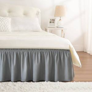 lot 20285 image: RIMELA Grey Queen Size Bed Skirt 15 Inch Drop,Elastic Bed Skirting, Light Gray Bedskirt for Adjustable Bed Base and Frame, Lightweight Wrap Around Dust Ruffle