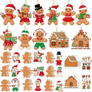 lot 20288 image: 55 Pcs Christmas Crafts Kits for Kids DIY Gingerbread Ornaments Kit Make Your Own Gingerbread Man Arts and Crafts Projects for Kids Ages 3 4 5 6 8 10