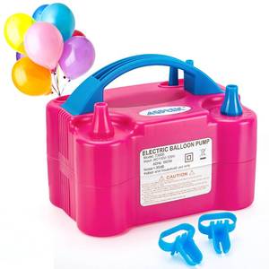 lot 20296 image: AGPTEK Electric Air Balloon Pump, 110V 600W Rose Red Portable Dual Nozzle InflatorBlower for Party Decoration