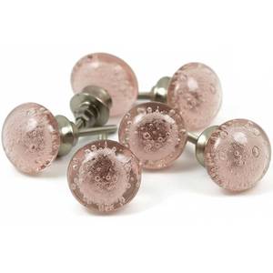 lot 20306 image: owlKraft Handmade Bubble Glass Cabinet Knobs - Vintage Decorative, Trendy, Modern Design for Cabinets, Dressers & Furniture - Set of 6 (Pink)