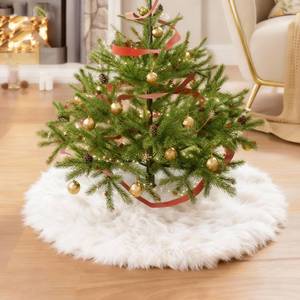 lot 20331 image: iMucci 2025 Update Wool Fur White Tree Skirt Small Christmas Tree Skirt Snowy White Plush Velvet Christmas Tree Skirt Holiday Party Decoration 24inch Mini