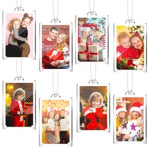 lot 20335 image: Weysat 8 Pcs Christmas Photo Ornaments Small Hanging Picture Frame Ornaments Wallet Size Picture Frames for Christmas Tree Decoration Tear the Scratch Film Before Use(2 x 3 Inch,Vertical)