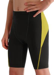 lot 20341 image: MIVEI Boys Swim Jammers - Youth Competitive Swim Racing Team Swimming Shorts Swimsuit Trunks Bathing Suit Quick Dry UPF 50 BlackYellow
