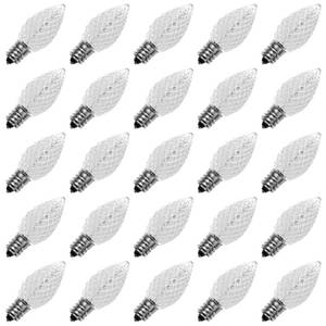 lot 20348 image: Meconard C7 Led Replacement Christmas Light Bulbs, C7 Shatterproof Led Bulbs for Christmas Indoor Outdoor String Lights, E12 Candelabra Base, Commercial Grade Holiday Bulbs, Cool White, 25 Pack