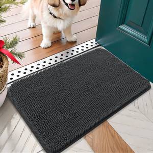 lot 20353 image: OLANLY Dog Door Mat for Muddy Paws 24x16, Absorbs Moisture and Dirt, Absorbent Non-Slip Washable Doormat, Quick Dry Chenille Mud Mat for Dogs, Entry Indoor Entryway Carpet for Inside Floor, Dark Grey