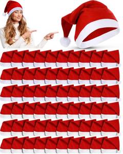 lot 20357 image: Vicenpal 50 Pcs Santa Hats Bulk Christmas Party Non Woven Fabric Xmas Hats Christmas Holiday Costume Favor Supplies (Red)