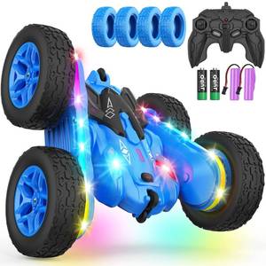 lot 20365 image: Terucle Remote Control Car, Rc Cars Stunt Toys New Upgraded Strip Lights and Headlights Toys Double-Sided 360° Rotating 4WD Drift Truck for Boys Girls Birthday Gift (Blue)