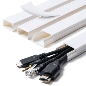 lot 20382 image: Cord Hider, 58in Cable Hider, Cord Covers for Wires on Wall, Paintable Cable Cover Raceway, Wire Hiders for TV on Wall, Cord Concealer, Cord Cable Management, 4X L14.5 W0.96 H0.58in, White