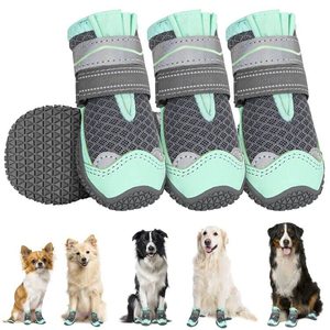 lot 20383 image: SlowTon Dog Shoes for Large Small Medium Dogs - Breathable Dog Boots for Summer Hot Pavement, Paw Protector for Outdoor Walking Winter Snow, Anti-Slip Rubber Dog Booties for Hard Floor (GR, 1)