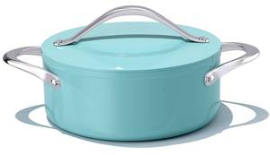 lot 1873 image: CookinCraze Stock Pot 4.5qt Dutch Oven with Lid (9.5x 4) Nonstick Ceramic Coated Non-Toxic PFAS-Free Even Heat Distribution for Braising, Baking Bread & Soups, Compatible for All Cooktops(InductionGasElectric) Oven Safe to 500°F (Caribbean Blue)
