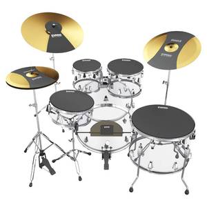lot 1880 image: Evans Soundoff Drum Mute Pads - Full Box Pad Set - Mutes Pack - 3 Cymbals, 4 TomSnare, & 1 Bass - Great for Silencing Acoustic Kits to Practice - Rock - 8-Pack
