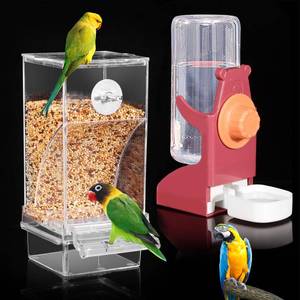 lot 1881 image: Bird Water Dispenser, Automatic Bird Feeder for Cage,No Mess Bird Feeder, Parakeet Seed Container Food Feeder Drinker for Cage, Parrot Feeder Cage Accessories��Cockatiel Canary Lovebirds Budgies (Red)