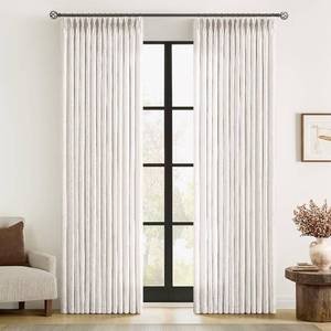 lot 1890 image: MIULEE Pinch Pleated Thick Linen Curtains 92 Inches Long 2 Panels for Living Room Bedroom, Pinch Pleat Drapes Back Tab Light Filtering Floor to Ceiling Semi Sheer Natural Farmhouse Window Curtains
