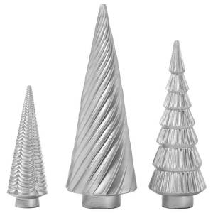 lot 1899 image: DN DECONATION Silver Christmas Tree Figurines Set of 3, Table Top Xmas Tree Decor with Glitter, Modern Pine & Swirl Design, Resin Christmas Trees for Mantel, Desk, Fireplace,Holiday Centerpiece