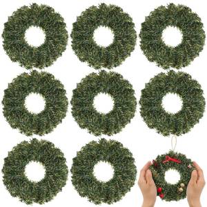 lot 1900 image: Yuxung 8 Pcs Mini Christmas Wreath Artificial Wreaths for Christmas Decorations Holiday Pine Wreaths for Xmas Holiday New Year Door Home Window Party Decorations, 6 inch