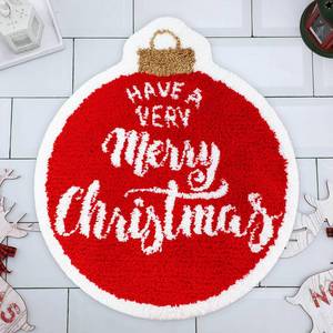 lot 1902 image: Ceenna Christmas Bathroom Rugs 22 x 26 Inch Red Round Non Slip Decorative Soft Bath Mat Absorbent Cute Christmas Bathroom Decor Washable Machine for Holiday New Year Home Floor
