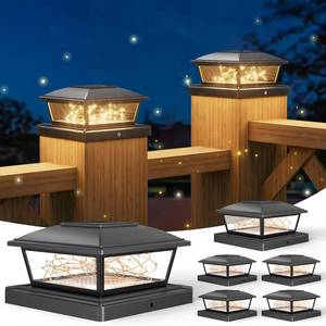 lot 1907 image: VOLISUN Solar Post Cap Lights Outdoor 6Pack, Black Fence Cap Lights Solar Powered Fits 4x4 6x6 Wooden4x4 5x5 Vinyl Post, Firefly filaments Lighting for GardenPatioPorch,with Warm White