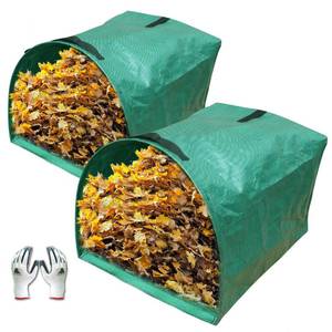 lot 1915 image: Gardzen 2-Pack 53 Gallon Dustpan-Type Yard Waste Bags, Reusable Heavy Duty Collapsible Garden Leaf Bags, Leaf Collector for Leaves, Lawn Debris & Grass Clippings