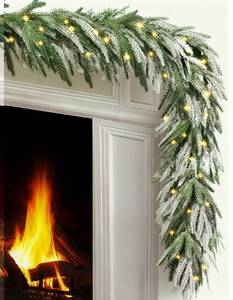 lot 1925 image: JOJOLEE 72inch Snowed Norfolk Pine Christmas Garland, PreLit Artificial Garland with LED Timer Lights & 8 Modes, Battery Operated Dual-Tone Greenery for Fireplace Mantel, Stair, Indoor Outdoor Decor