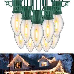 lot 1927 image: Hohean 50 FT C9 LED Christmas Lights Outdoor With Clips, Large Bulb String Lights, Warm White Roofline Lights for House and Garden Xmas Decoration