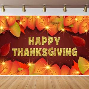 lot 2011 image: MEETSIOY Thanksgiving Leaves Backdrop Autumn Harvest Maple Leaf Photo Booth Gold Glitter Banner Props Theme Party Porch Decoration Studio Props 7x5ft RBJZSMT1