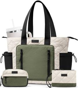 lot 2017 image: Bagstellar Puffer Tote Bag for Women, Lightweight Puffy Work Laptop Handbag Teacher Nurse Quilted Shoulder School Daily Travel Gym Bag