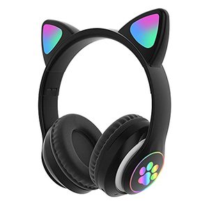 lot 2020 image: TOKANI Kids Bluetooth Wireless Over-Ear Cat Ear Headphones with Microphone for Kids Teens Adults (Black)