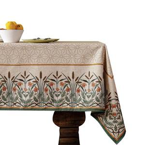 lot 2030 image: patdrea Designer French Light Brown Rectangle Table Cloth,Linen Floral Durable Breathable Tablecloth,Decorative for Kitchen Dining,Parties,Tea Party,Christmas,Thanksgiving63 x87-Cudillero