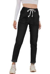 lot 2036 image: Metietila Womens Pull-on Jeans Stretch High Waisted Elastic Waist Black Jeans for Women Denim Joggers Pants Medium