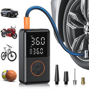 lot 2042 image: NUSTE Tire Inflator Portable Air Compressor - 150PSI Electric Bike Pump, Auto Shut Off & Digital Pressure Gauge, Cordless Air Pump for Car Tires, Motorcycles, Balls with LED Light