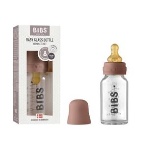 lot 2043 image: BIBS Baby Glass Bottle. Anti-Colic. Round Natural Rubber Latex Nipple. Supports Natural Breastfeeding, Complete Set - 110 ml, Woodchuck