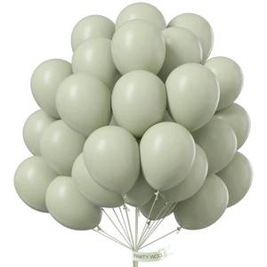lot 2044 image: PartyWoo Sage Green Balloons 50pcs 12 Inch Boho Dusty Olive Green Latex Balloons for Birthday Baby Shower Graduation Engagement Wedding Dinosaur Jungle Golf Football Theme Party Decorations Green-F32
