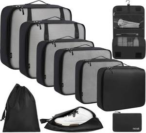 lot 2065 image: BAGAIL 10 Set Packing Cubes Various Sizes Packing Organizer for Travel Accessories Luggage Carry On Suitcase-Black