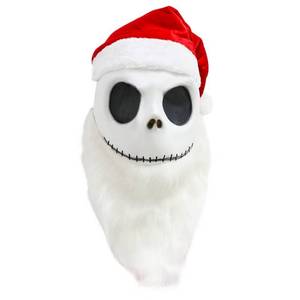 lot 2069 image: Christmas Santa Mask Halloween Cosplay Costume Mask The Skeleton White Beard Red Hat Nightmare Party Cosplay Props