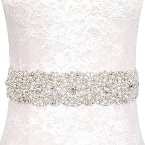 lot 2071 image: Pardecor Wedding Belt Rhinestone Belt Bridal Wedding Dress Sash Trim Rhinestone Applique Dress Belt Crystal Sash Accessories (327 Silver)