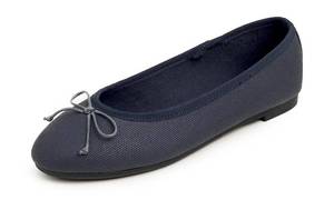 lot 2077 image: FEVERSOLE Womens Bow Tie Fashion Dress Slip On Shoes Round Toe Ballet Flat Vegan Leather Navy Texture Size 6.5 M US