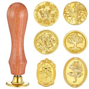 lot 2079 image: 6 Pcs Wax Seal Stamp Set Floral Sealing Wax Stamp Botanical Flower Butterfly Wax Stamps Head Wooden Handle Vintage Wax Seal Mold for Wedding Greeting Cards Planner Journal Gift Letter Encapsulation