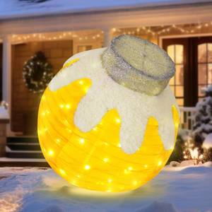 lot 2082 image: BRIGHTDECK Outdoor Christmas Ornaments, Lighted Pop-Up Outdoor Holiday Ball Decoration with 80 LED Lights, 8 Light Modes, Lighted Collapsible Holiday Decorations for Yard, Home (Yellow)