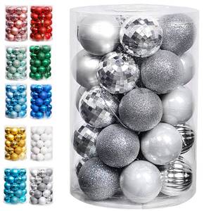 lot 2088 image: Lulu Home Christmas Ball Ornaments, 34 Ct 1.57 Pre-Strung Hanging Ornament Decorations, Xmas Shatterproof Plastic Balls for Holiday Party Wreath Garlands Trees, Silver