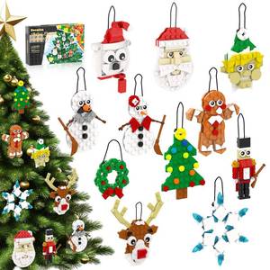 lot 2098 image: EIAVURPE Christmas Ornaments Building Set, 11-in-1 Christmas Tree, Wreath, Nutcracker, Gingerbread, Polar Bear, Snowflake, Reindeer, Santa, Stocking Stuffers Toy Gifts for Boys Girls Kids Ages 6.