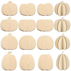 lot 2102 image: COCHIE DIY Fall 3D Pumpkins Wood Crafts to Paint, Paintable Unfinished Wooden Slices for Craft, Pumpkin Cutouts Ornaments for Painting Decorations (24 PCS)