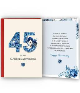 lot 2103 image: Bestmelo 45th Anniversary Card,45 Year Anniversary Card Gifts,45th Wedding Anniversary Day Gifts,Happy Sapphire Anniversary,8x5.3 Inches,Double-Sided