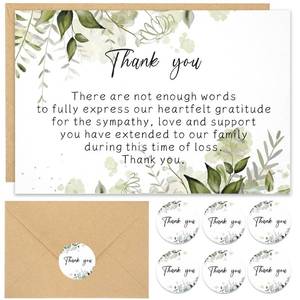lot 2135 image: NLWELOA 50 Set Funeral Thank You Cards with Envelopes and Matching Seal Stickers,Thank You Sympathy Cards with Message,Bereavement Sympathy for Funeral Family Friends Loved Ones